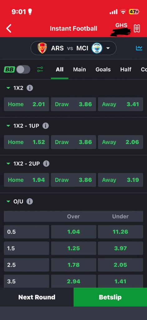 Odds card